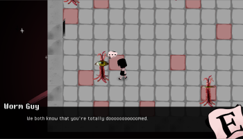 Phytodivergent's protagonist talking to a Worm Guy, who says We both know you're totally doomed.