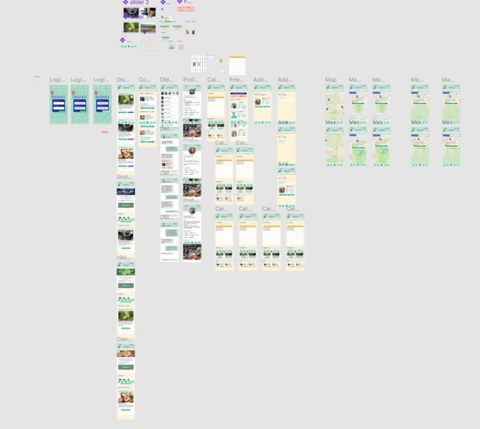 A screenshot of all of the different frames and components that went into third space's development