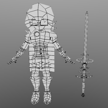 An image showing the wireframe topology of the character